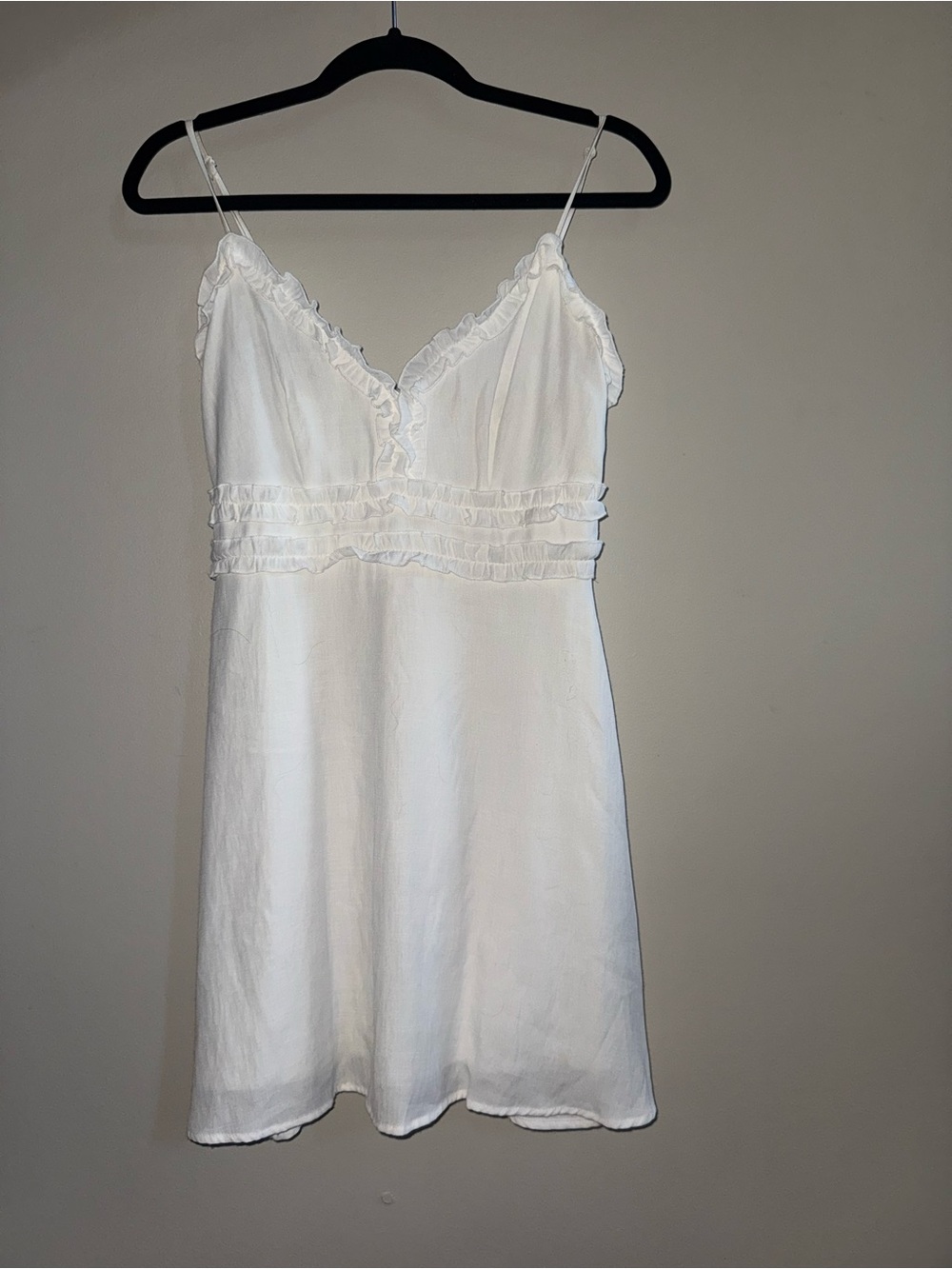 Altar'd State White Ruffle-Trim Mini Slip Dress
